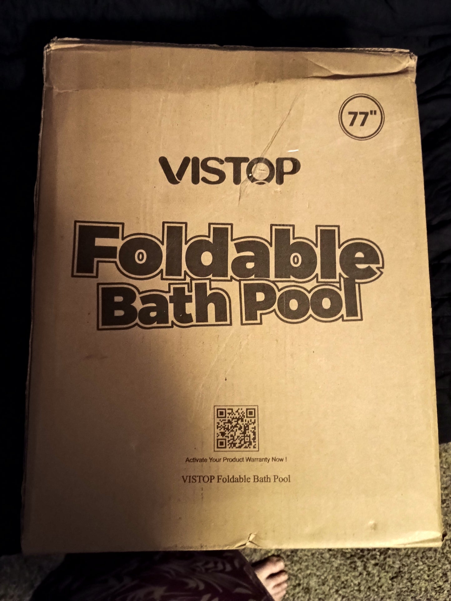 VISTOP Jumbo Foldable Dog Pool, Hard Plastic Shell Portable Swimming Pool for Dogs Cats and Kids Pet Puppy Bathing Tub Collapsible Kiddie Pool (77inch.D x 15.7inch.H, Blue)