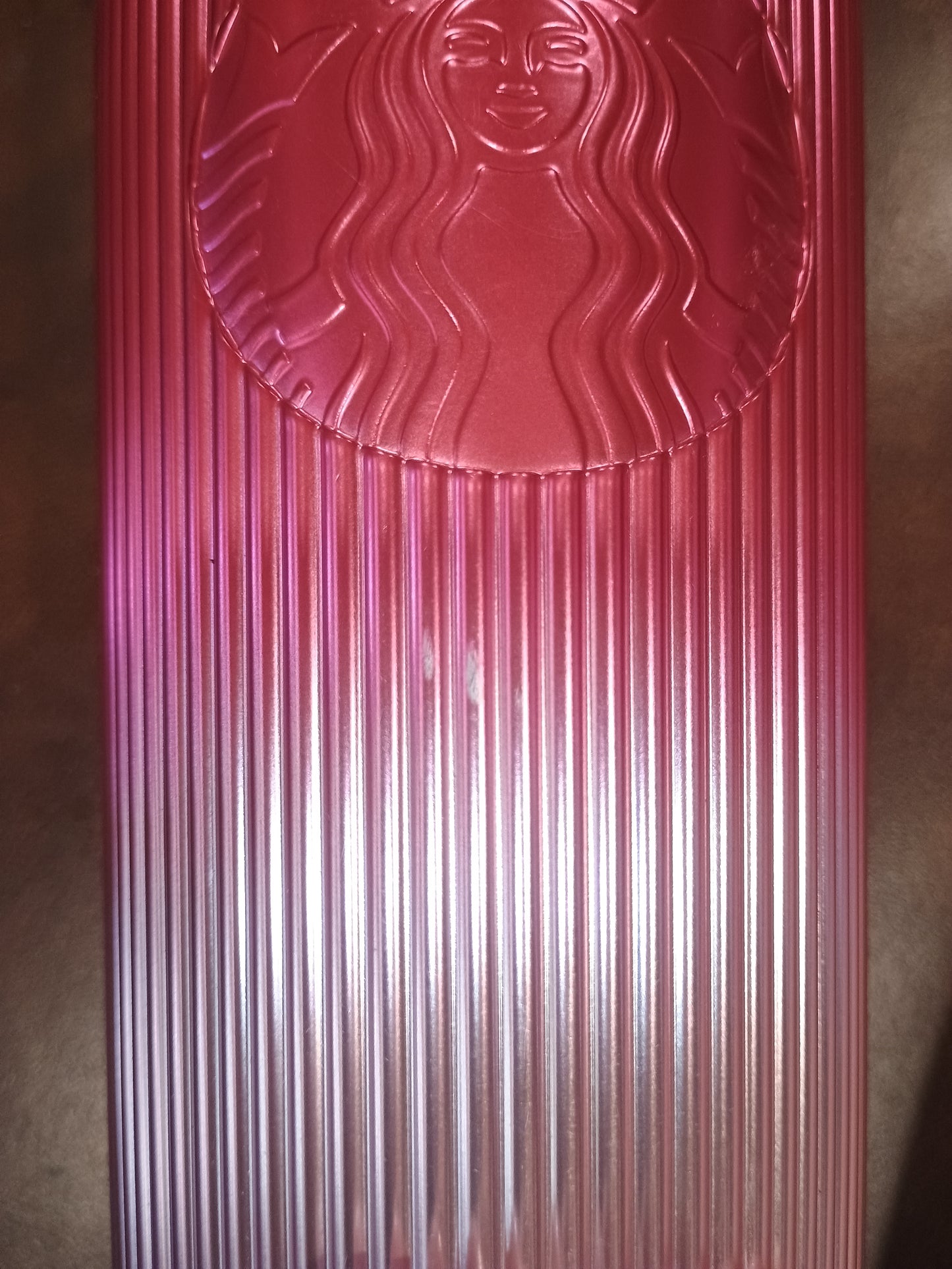 Starbucks 24 oz Venti Cold Cup with Hot Pink Stripe Gradient Ombre