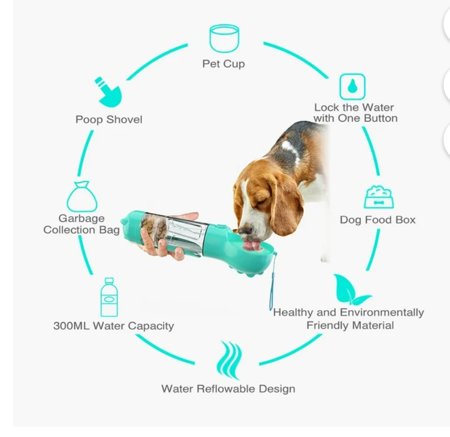 Dog Water Bottle, Leak-Proof Portable Dog Water Dispenser for Pet Outdoor Walking, Hiking Travel, Food Grade Plastic (Lake, Medium)