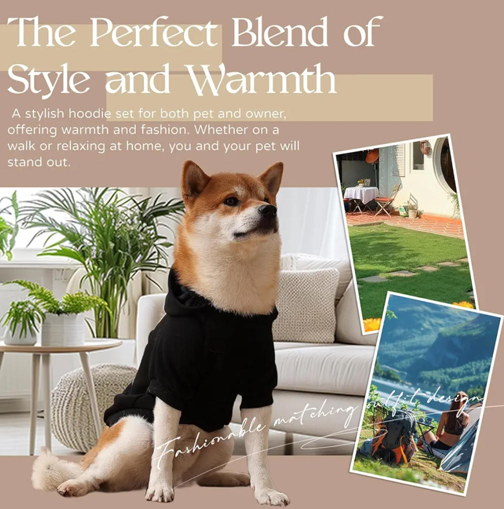 Dog Hoodies Premium Quality, Dog and Owner Matching Hoodies, Dog Warm Jacket Calming Milk Soft Fleece Interior MEDIUM