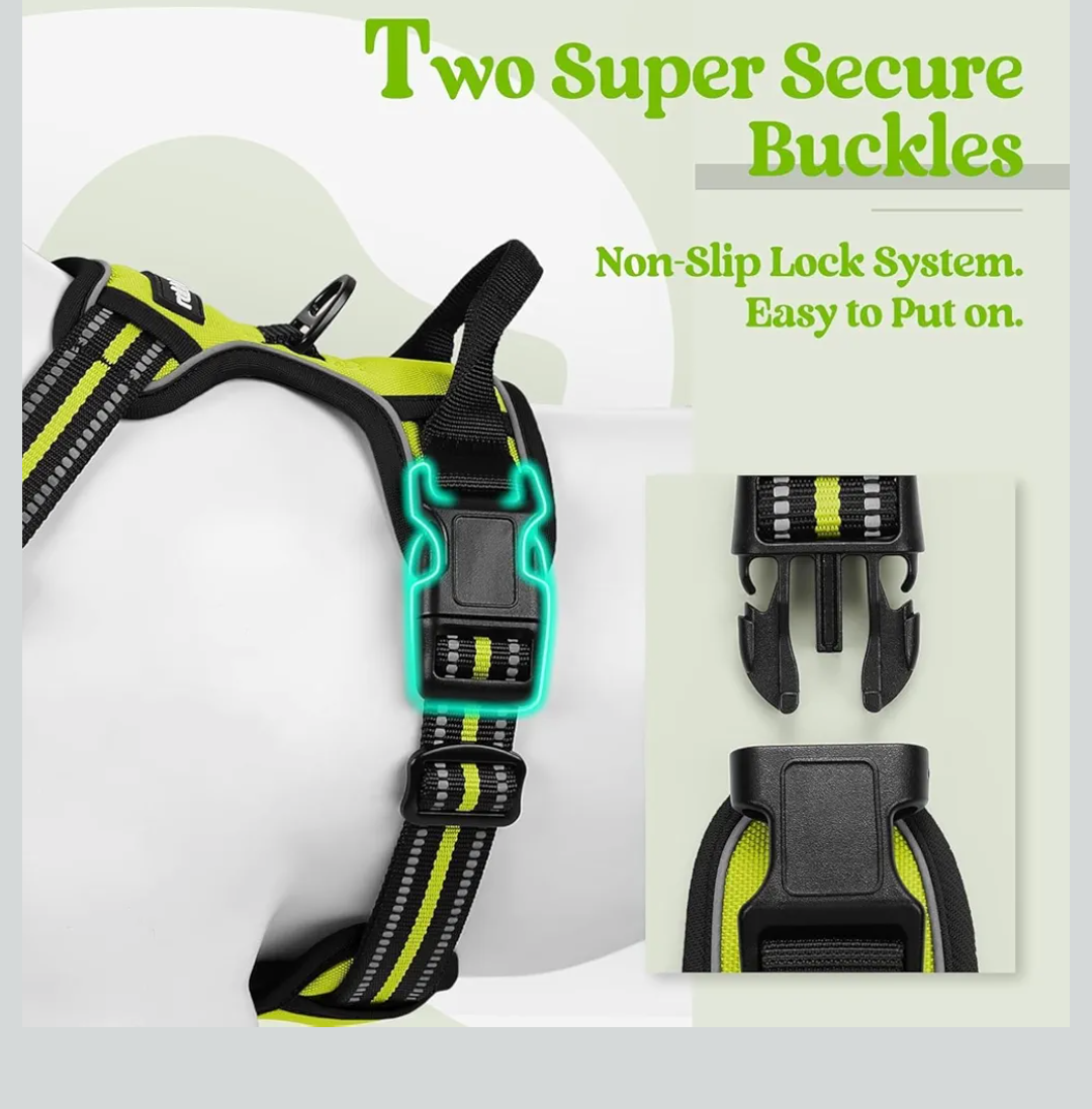 Dog Harness No Pull,Adjustable Pet Vest Harness Black with Handle, Reflective Oxford No Choke Pet Vest with Easy Control Handle for Dogs (Fluorescent Green, S)