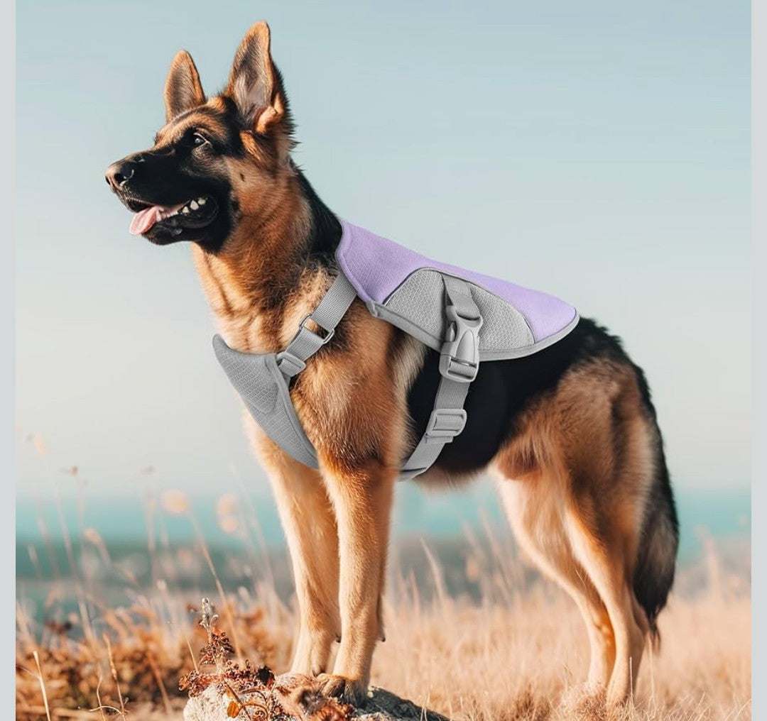 Dog Cooling Vest Harness UV Protection Pet Cooler Jacket with Adjustable Buckle for Summer Beach and Hiking Lavender Purple-Small