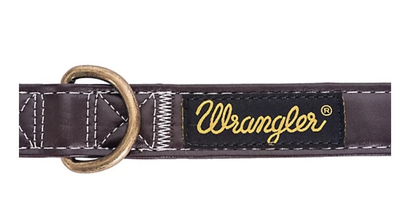 Wrangler Leather-Look Dog Collar with Gold Buckle LARGE