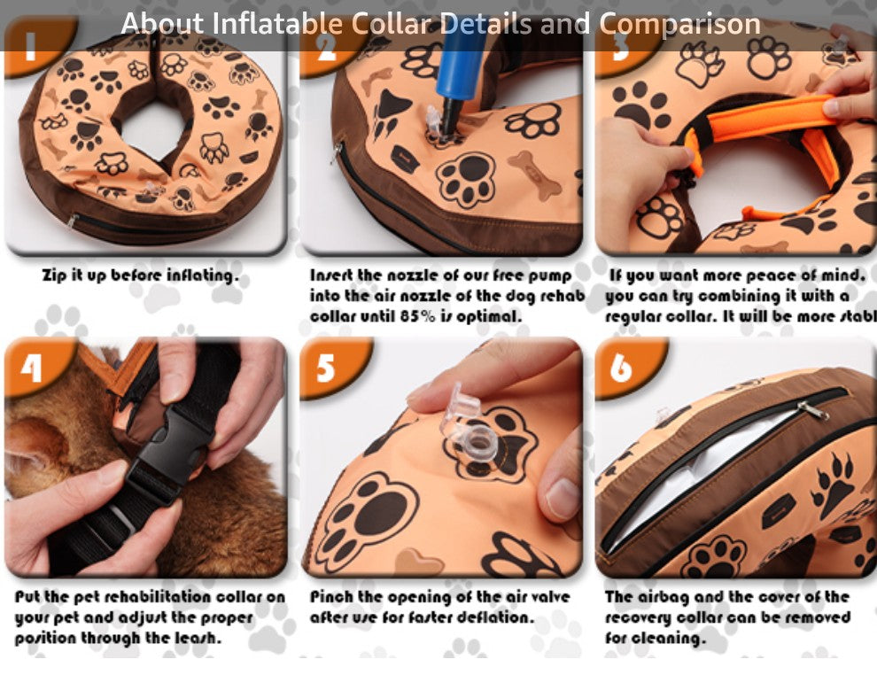 Soft Inflatable Dog Donut Collar - Medium Dog Cone for Post-Surgery Recovery