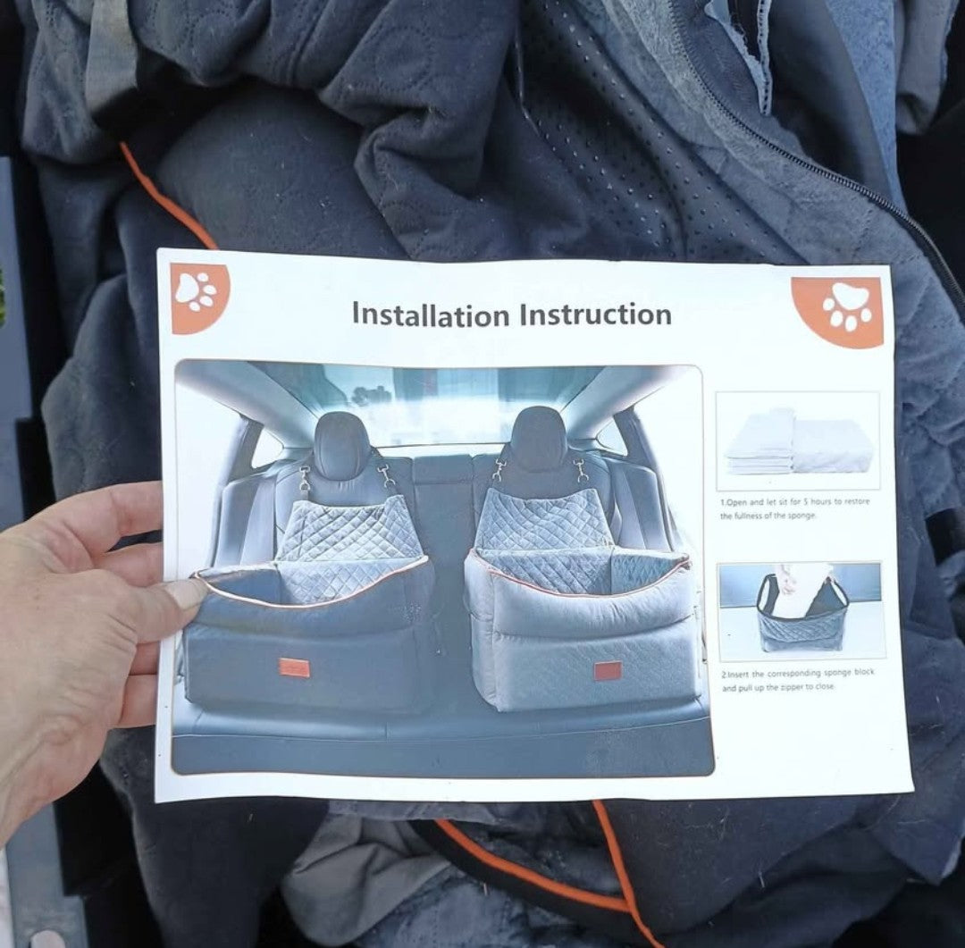 Memory Foam Dog Booster Seat with Washable Removable Cover, Anti-Slip Dog Car Seats for Small Dogs Up to 25lbs, Elevated Pet Car Seat with Storage Pockets, Dog Seat Belt, Travel Dog Car Bed