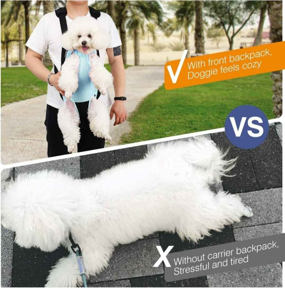 Pawaboo Pet Carrier Backpack, Adjustable Pet Front Cat Dog Carrier Backpack Travel Bag, Legs Out, Easy-Fit for Traveling Hiking Camping for Small Medium Dogs Cats Puppies, XL, Blue