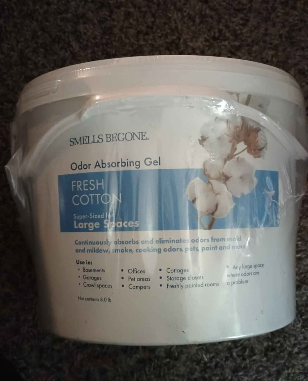 SMELLS BEGONE 1-Gallon Odor Absorber Gel - Air Freshener & Odor Eliminator for Homes, Garages & Comm