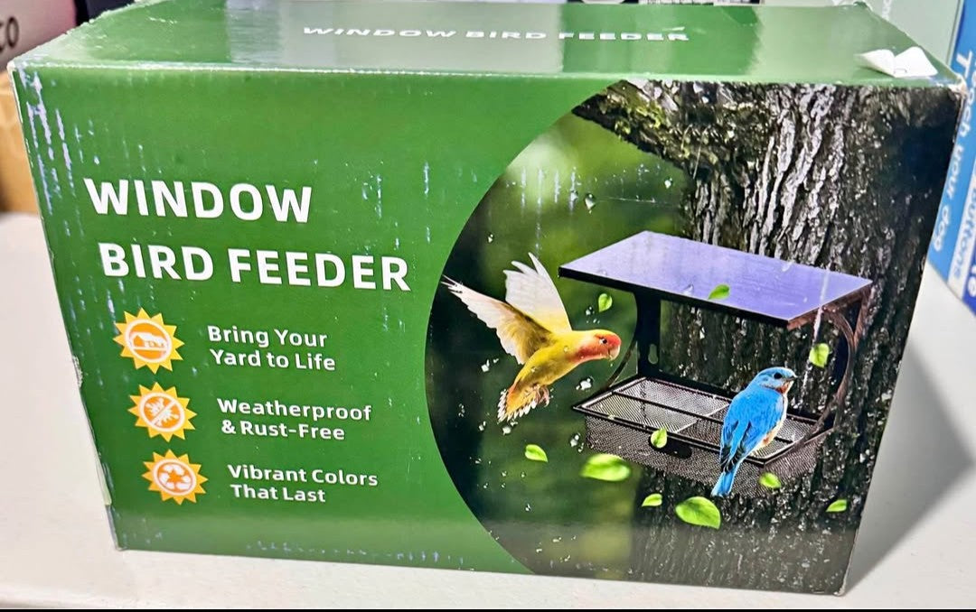 Window Bird Feeder with Strong Suction Cups, Metal Bird Feeders for Outdoors Birdwatching Gifts for Cats & Nature Lovers