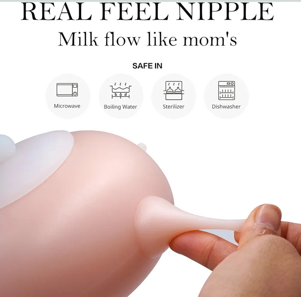 Doggiema puppy's feeders Nipple Feeder Puppy Feeding Milk replacer Nursing Station puppy's Bottles Dongdong pet (M Size Bowl Small Dog)