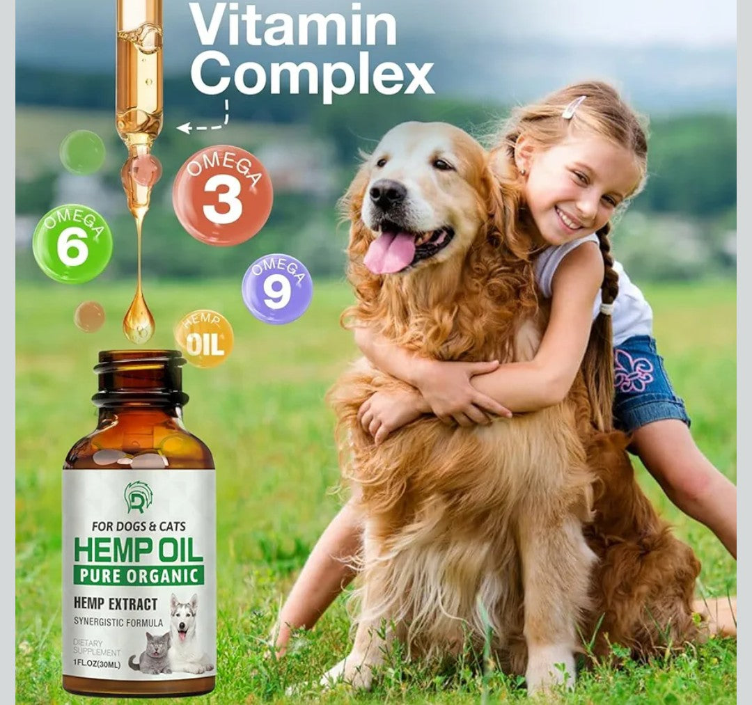 Hemp Oil for Dogs and Cats - Anxiеty Strеss Sleеp Allеrgies Arthritis Sеizures Pаin Rеlief - Promotes Skin Hip Joint Health - Calming Drops for Aggrеssive Pets