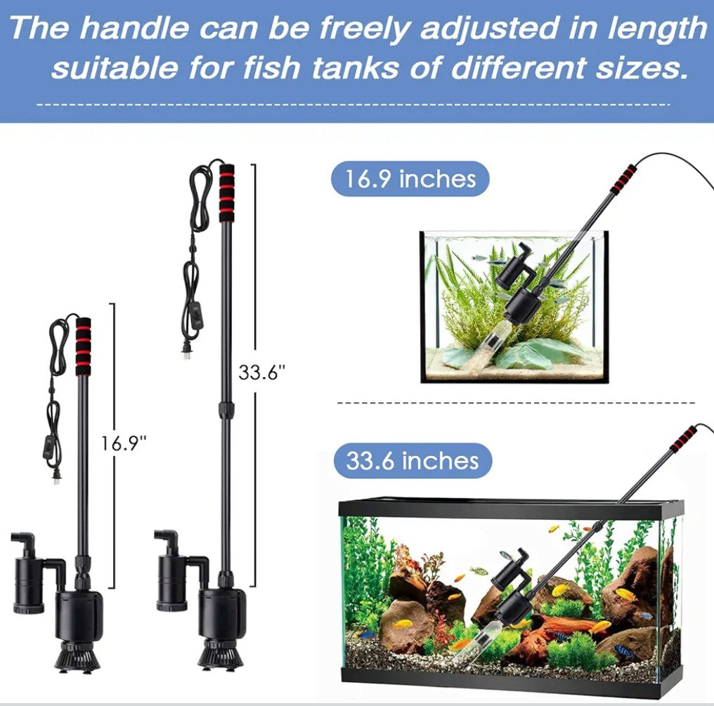 AQQA Electric Aquarium Gravel Cleaner, 6 in 1 Automatic Fish Tank Cleaning Tools Gravel Vacuum for Aquarium, Suitable for Change Water Wash Sand Water Filter and Water Circulation (320GPH, 20W)
