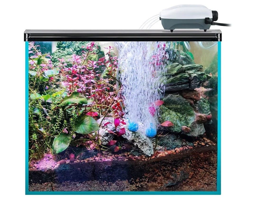 HITOP Dual Outlet Aquarium Electric Air Pump, Whisper Adjustable Fish Tank Aerator, Quiet Oxygen Pump with Accessories for 20 to 100 Gallon