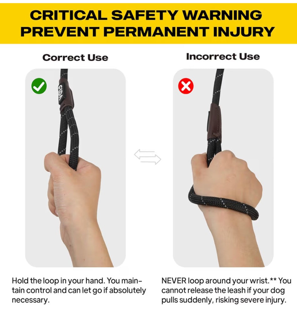 Fida Durable Slip Lead Dog Leash, 6 FT x 1/2" Heavy Duty Dog Loop Leashes, Comfortable Strong Rope Slip Leash for Large Medium Dogs, No Pull Pet Training Lead with Highly Reflective(1/2", Black)