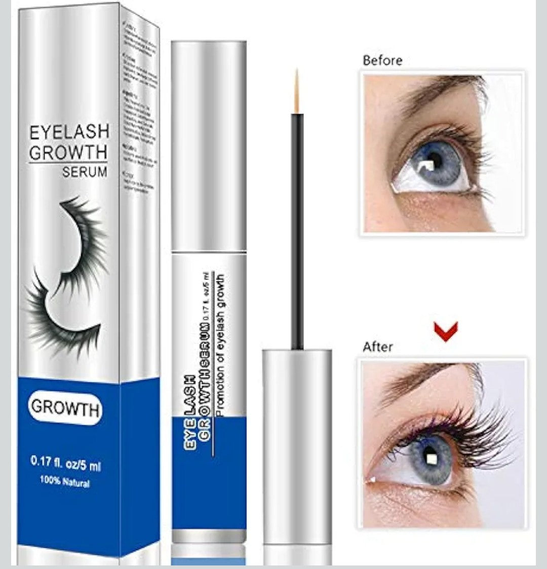 Premium Eyelash Growth Serum and Eyebrow Enhancer Brow Serum with Biotin & Natural Growth Peptides for Longer, Fuller Thicker Lashes & Brows