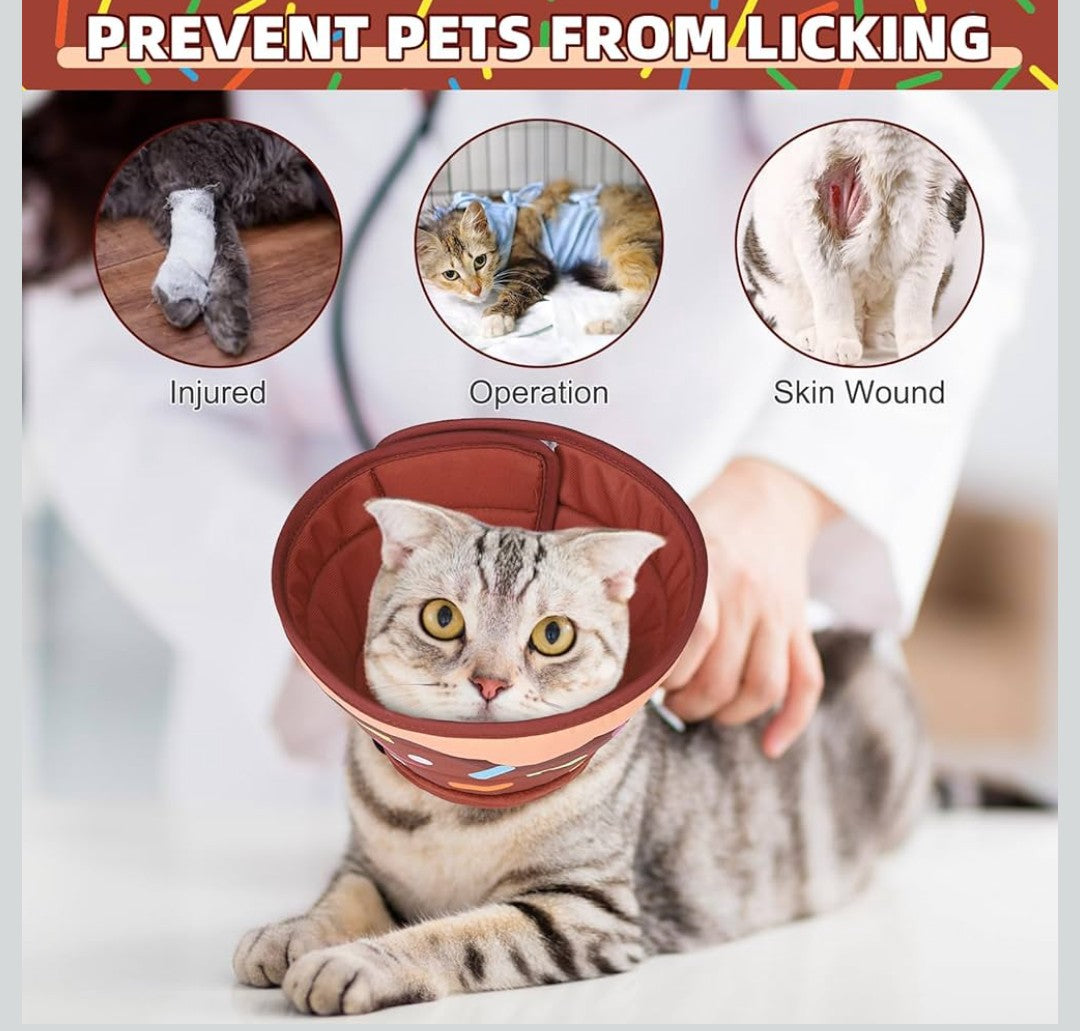 KOOLTAIL Cat Cone Collar Soft, Adjustable Cat Cones to Stop Licking, Foldable Donut Water Resistant Pet Recovery Neck E Collars After Surgery, Kitten Elizabethan Collar for Small to Large Cats,Brown L