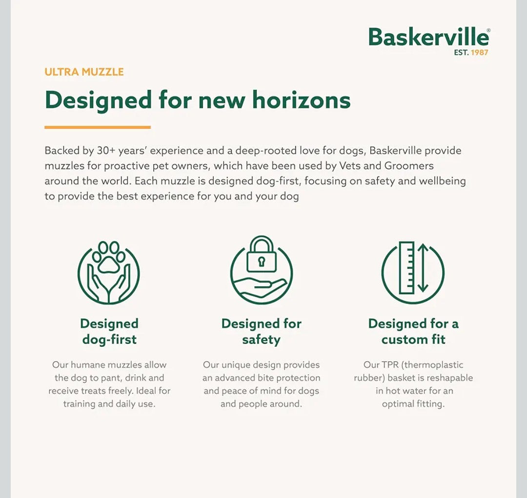 BASKERVILLE Ultra Dog Muzzle- Black Size 5, Perfect for Large Dogs, Prevents Chewing and Biting, Basket allows Panting and Drinking-Comfortable, Humane, Adjustable, Lightweight, Durable