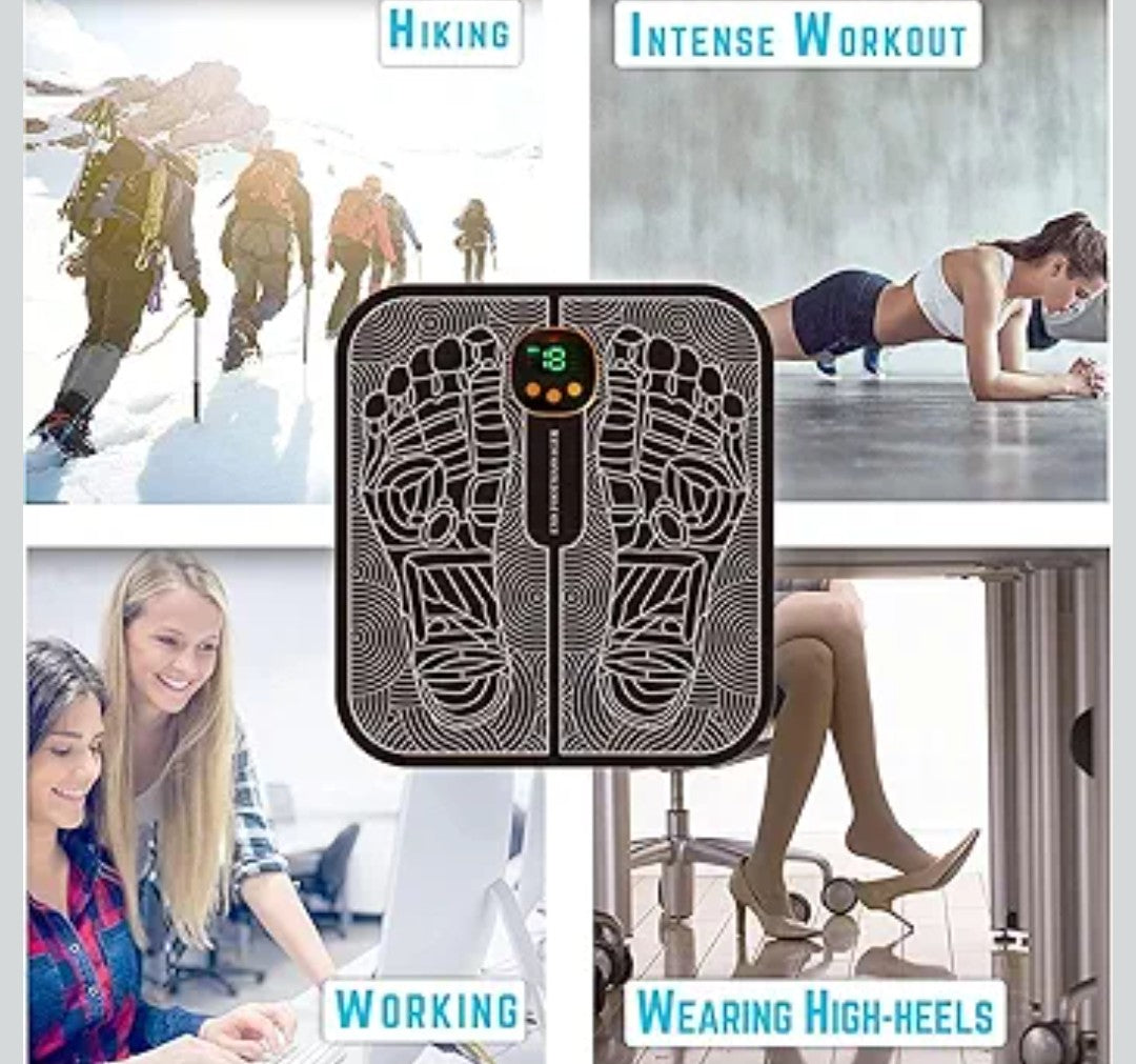 EMS Foot Massager,8 Modes 18 Intensities Relax Muscles,Folding Portable Feet Massage Machine,Electronic Muscle Stimulatior Massage Mat
