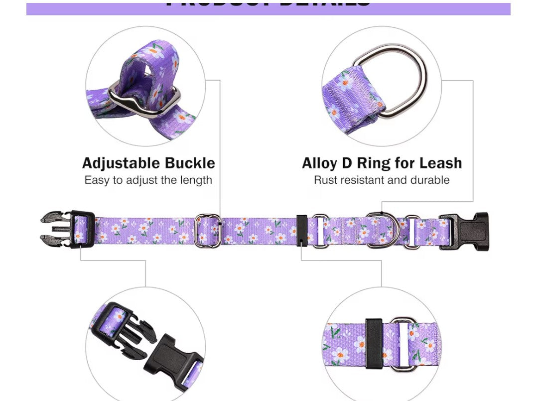 Martingale Collar for Dogs, Adjustable Soft Nylon Dog Collars with Special Design Cute Patterns for Small Medium Large Dog