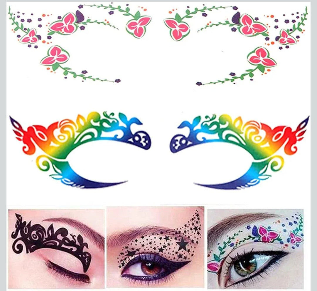 Halloween Temporary Eye Tattoo Makeup Transfer Stickers - 20pcs / 10 Pairs - Party Lace Stickers for Face