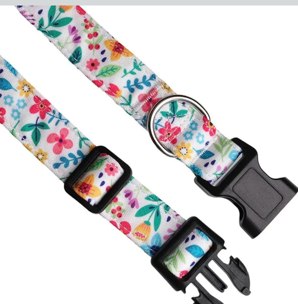Dog Collar, Adjustable Dog Collar for Small Medium Large Dogs, Cute Puppy Collar for Boy and Girl Dogs, Cute Design for Boys Girls Male Female Dog Pet Collar(Floral,L)