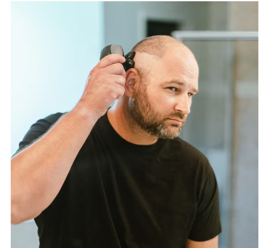 Freebird FlexSeries Electric Head & Body Hair Shaver - Mens Cordless Rechargeable Wet/Dry Skull Bald Head Back & Groin Waterproof Razor with Rotary Blades, Clippers, Nose Trimmer, Brush, Massager