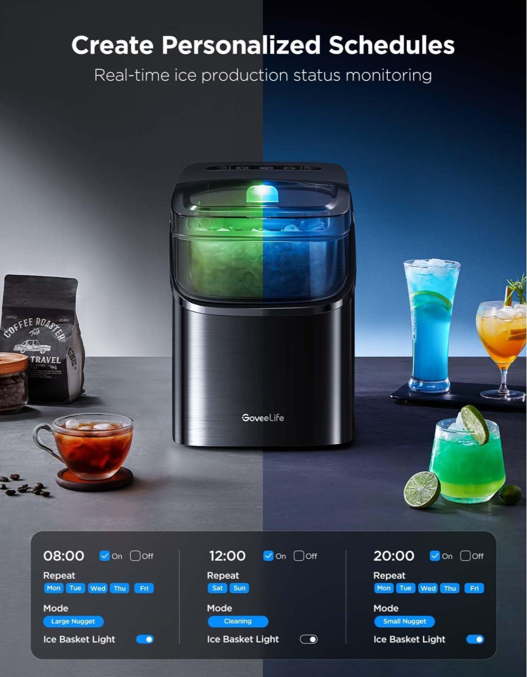 GoveeLife Smart Ice Maker Countertop, Portable Ice Machine with Voice Control