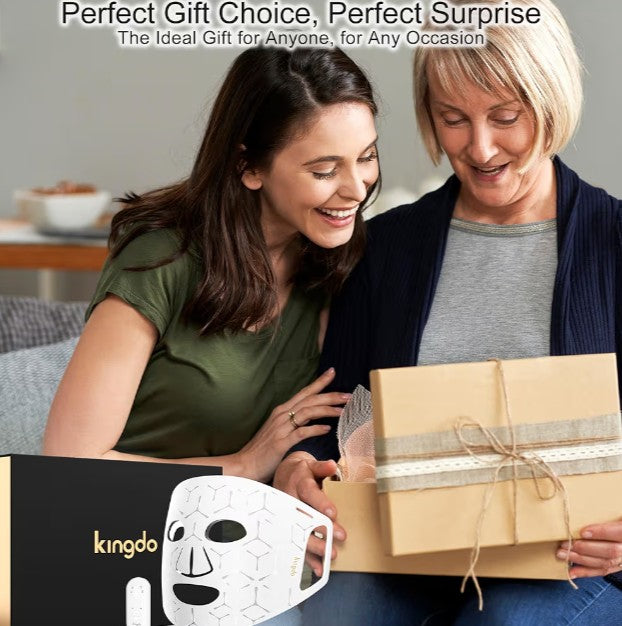 Red Light Therapy for Face, 4 Modes LED Face Mask Infrared Light Therapy with Remote, Portable and Rechargeable Design with Timer Function for Home Use