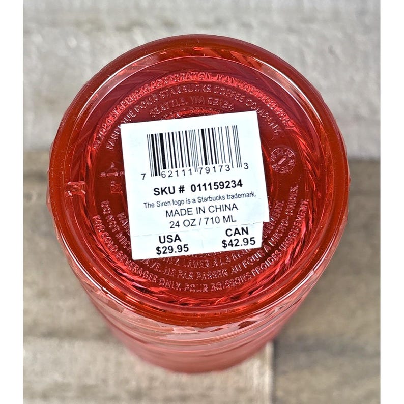 Starbucks 2024 Holiday Red Swirl Stripe Venti Tumbler 24oz Cold Cup