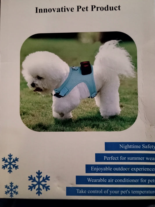 Roodisar Cooling Dog Harness and Leash Set Wearable Air Conditioner Dog Vest Harness Light Up Easy Walk Dog Harness Mesh Front Clip Puppy Harnesses for Small Dogs,PINK SMALL