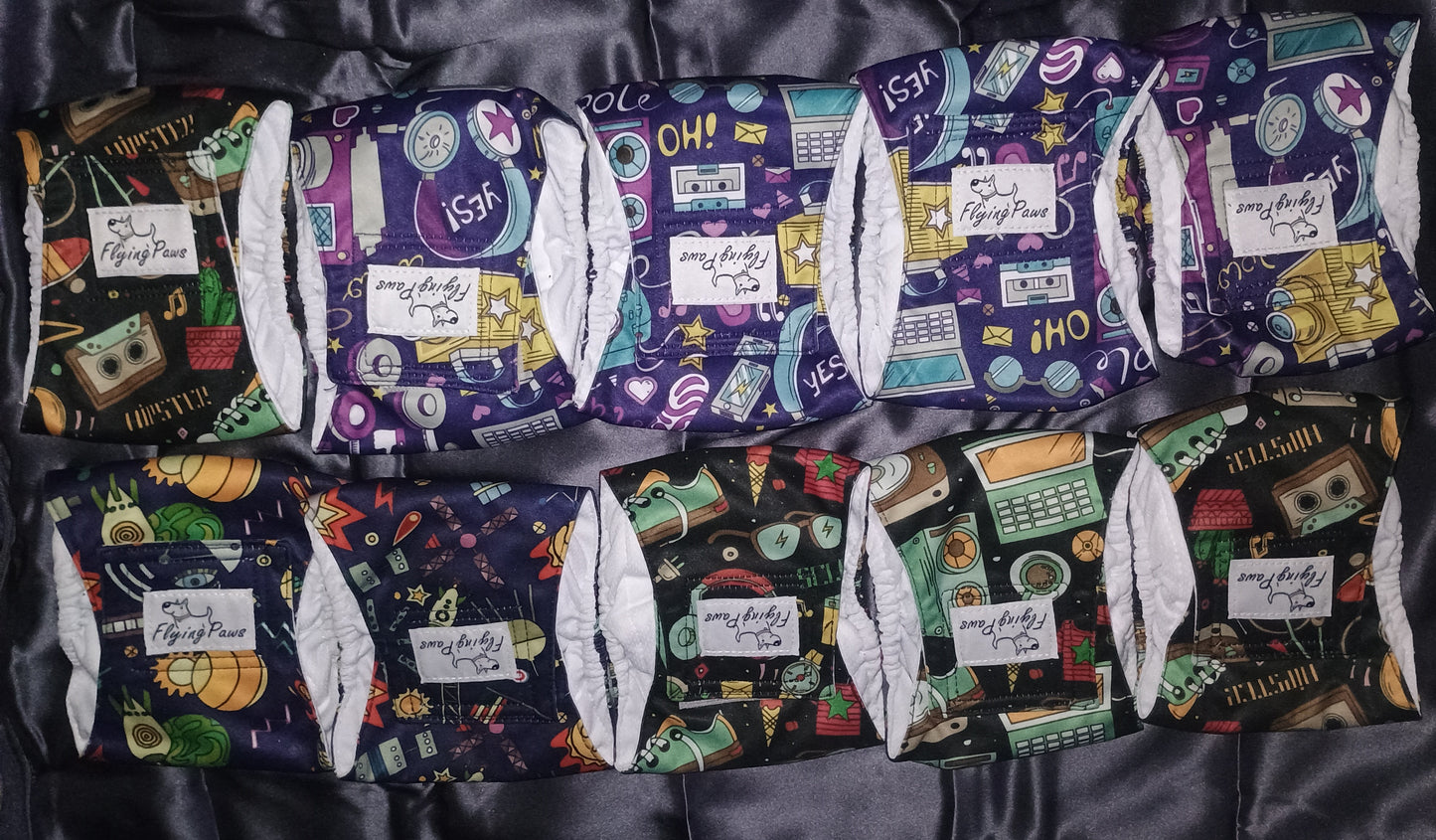 Male Dog Diapers Reusable High Absorbing Male Dog Wraps Washable Dog Diapers Male Small with Cute Patterns 5packs (S, 9” - 11” Waist) 10 PACK