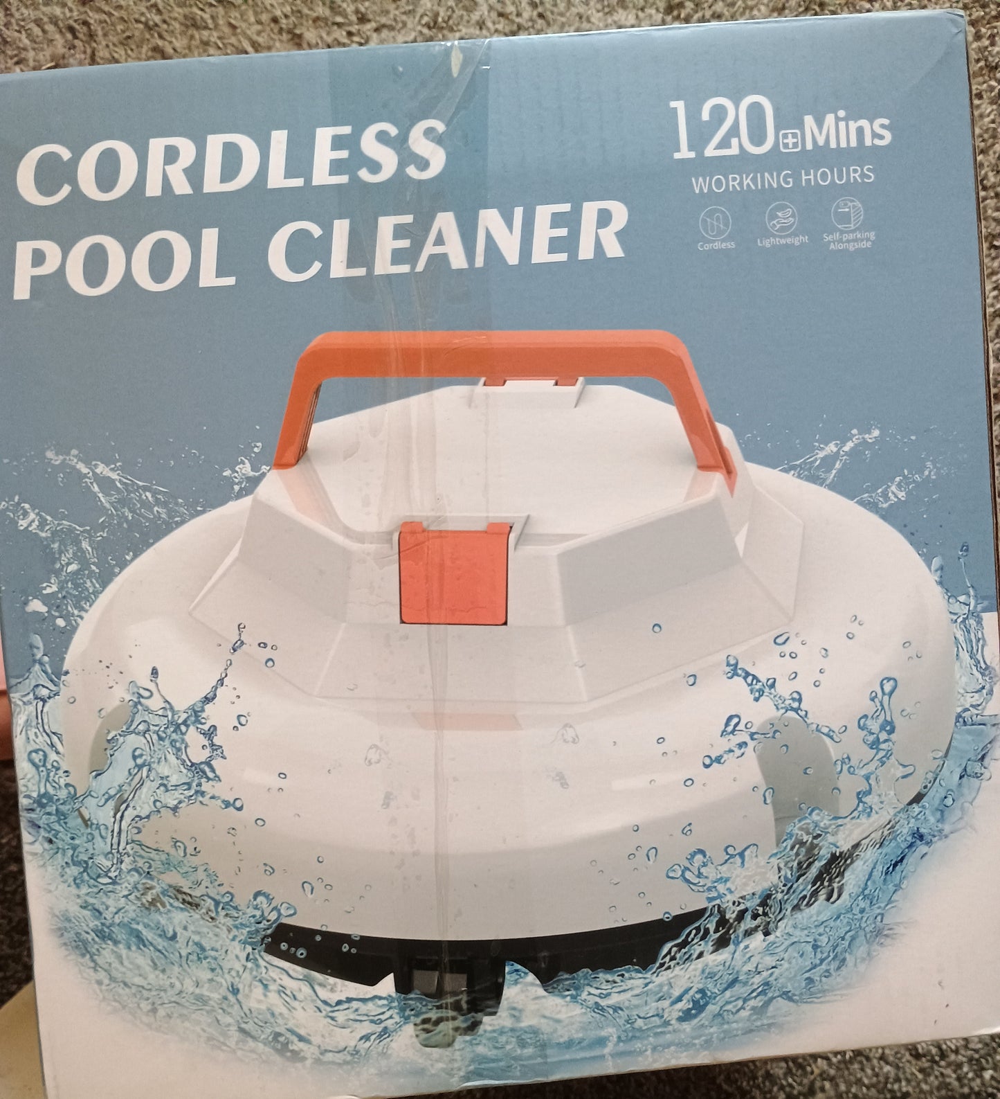 2025 Cordless Robotic Pool Cleaner - 120 Mins Automatic Pool Vacuum for Above Ground Pool & In - Ground Flat Pools up to 1000 Sq.Ft, Robot Pool Cleaner with Self - Parking Tech