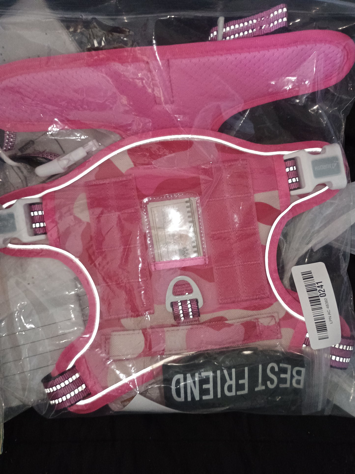 Auroth Tactical Pet Harness for Medium Dogs No Pull Adjustable, Reflective K9 Working Training Easy Control Vest Military Service Dog, Medium, Pink Camo