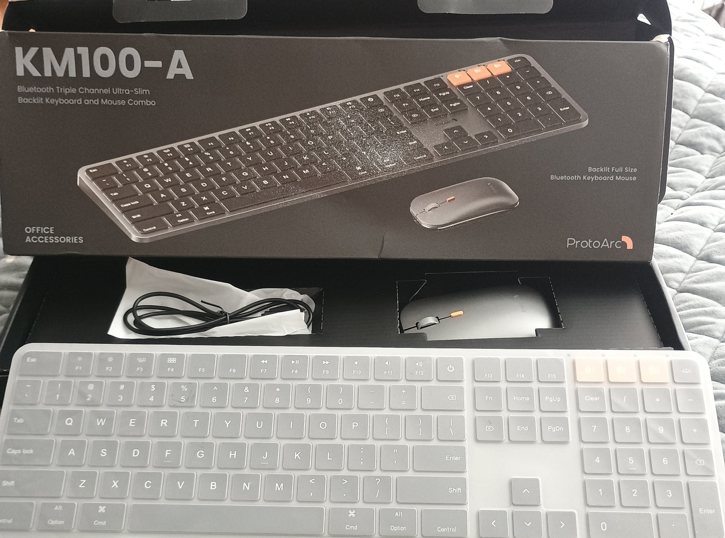 ProtoArc Backlit Bluetooth Keyboard and Mouse for Mac, KM100-A Multi-Device Wireless Keyboard Mouse