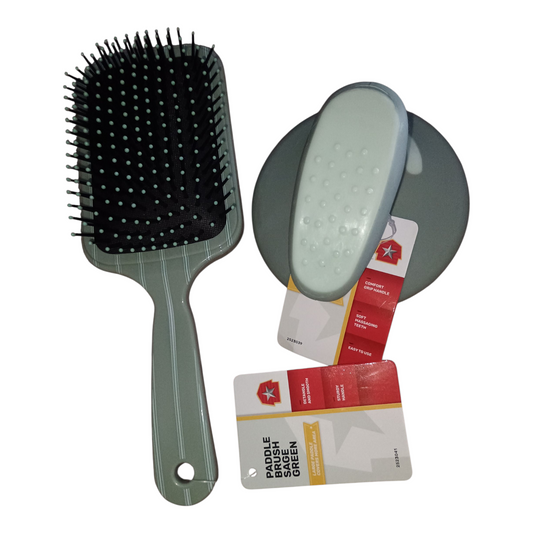 Paddle Brush & Soft Round Curry Comb HORSE Sage Color
