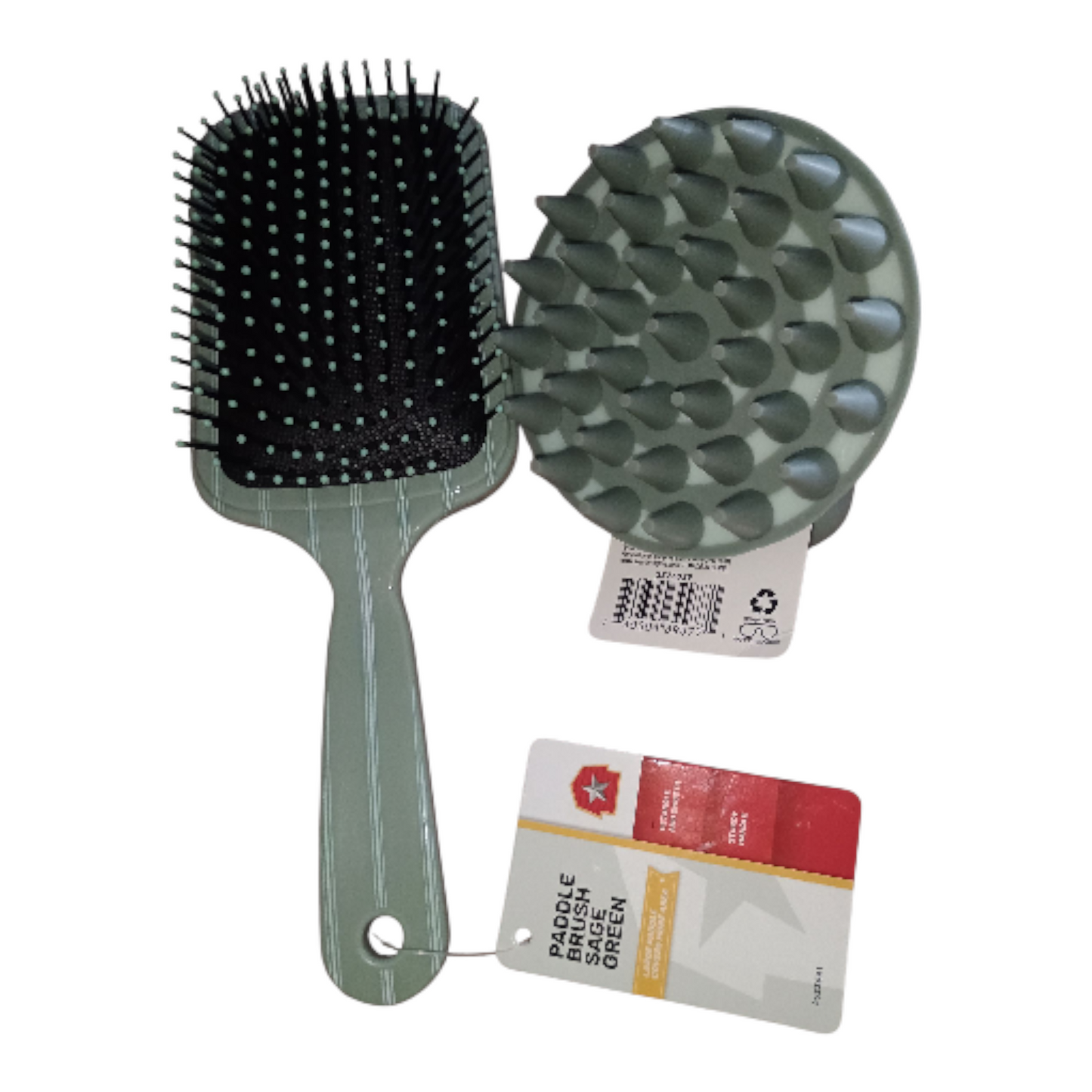 Paddle Brush & Soft Round Curry Comb HORSE Sage Color