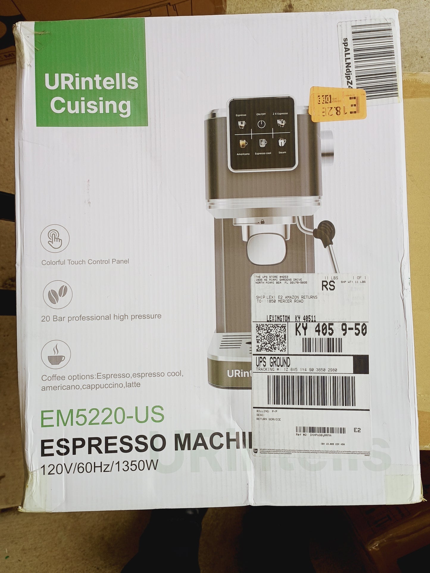 Espresso Machine 20 Bar,Touch Screen Espresso Maker with Steam Milk Frother,Stainless Steel Coffee Machine for Cappuccino Latte Americano Cold Brew,1350W Fast Heat Up System,Silver