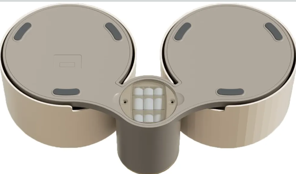 VOOCOO Smart Raised Dog Cat Food Bowl, Elevated Pet Food and Water Bowl Dishes with Built-in Digital Scale and Water Level Line, Battery-Powered, LED touch screen, Non-Slip, 10° Tilted Bowl with Stand