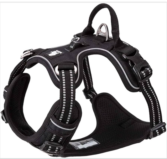 TRUE LOVE Dog Harness No Pull Nylon Reflective Pet Harness Adjustable Comfortable Control Step-in Brilliant Colors Truelove TLH56512 Black