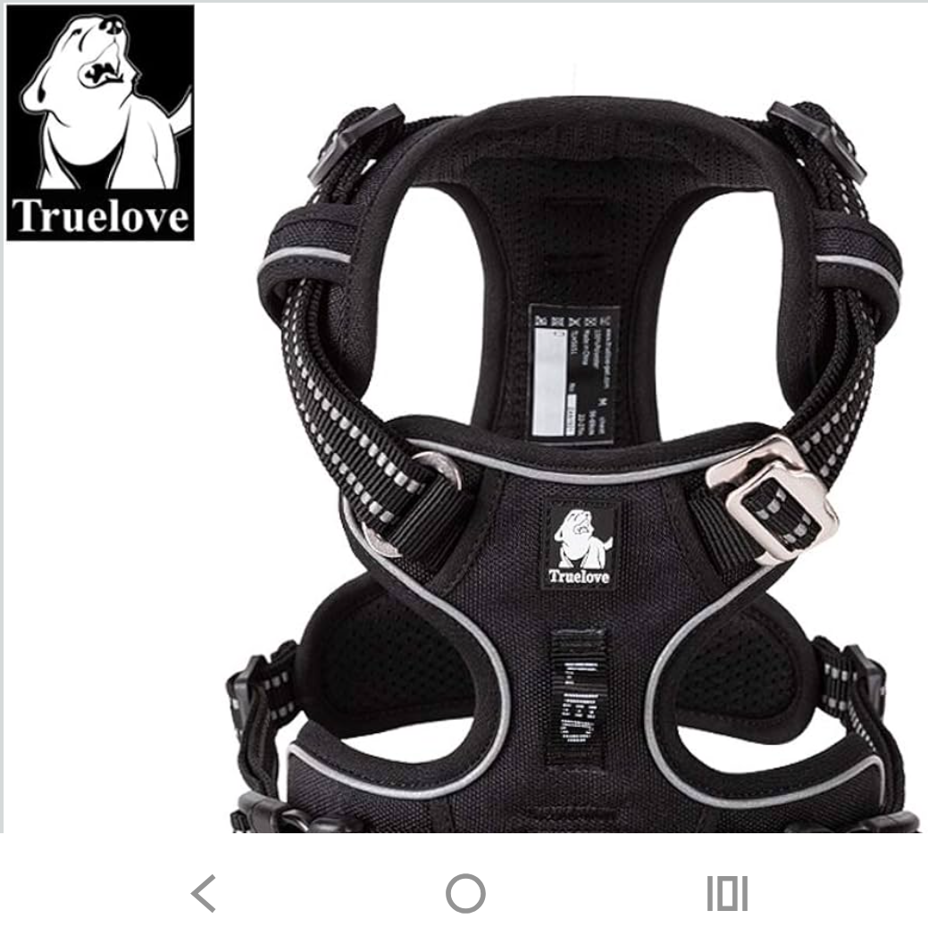 TRUE LOVE Dog Harness No Pull Nylon Reflective Pet Harness Adjustable Comfortable Control Step-in Brilliant Colors Truelove TLH56512 Black