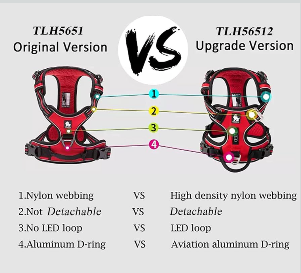 TRUE LOVE Dog Harness No Pull Nylon Reflective Pet Harness Adjustable Comfortable Control Step-in Brilliant Colors Truelove TLH56512 Black