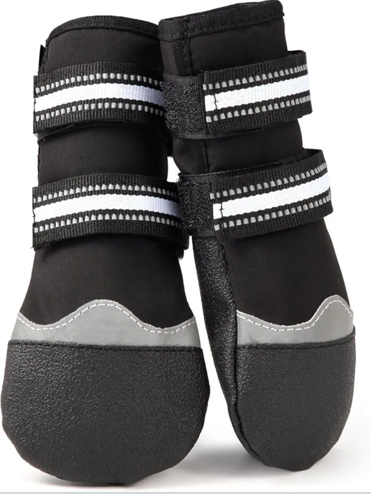 Premium Neoprene Tape Fiber Dog Booties - Grip That Works Even When Twisted - Versatile Paw Protection That Prevents Licking, Slipping, and Waterproof Dog Boots with Reflective Stripes (Small)