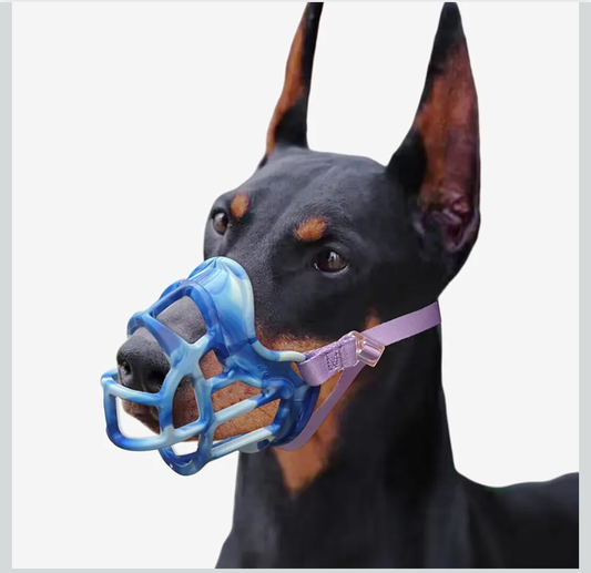 Basket Muzzle Allows Panting Drinking, Sturdy Lightweight, for Small Medium Large Dogs, Grooming Trimming Training (Blue, Size 6)