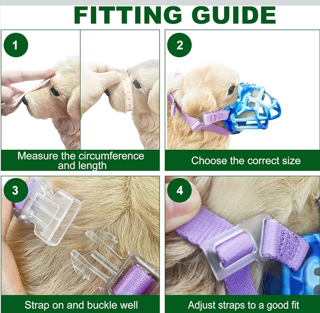 Basket Muzzle Allows Panting Drinking, Sturdy Lightweight, for Small Medium Large Dogs, Grooming Trimming Training (Blue, Size 6)