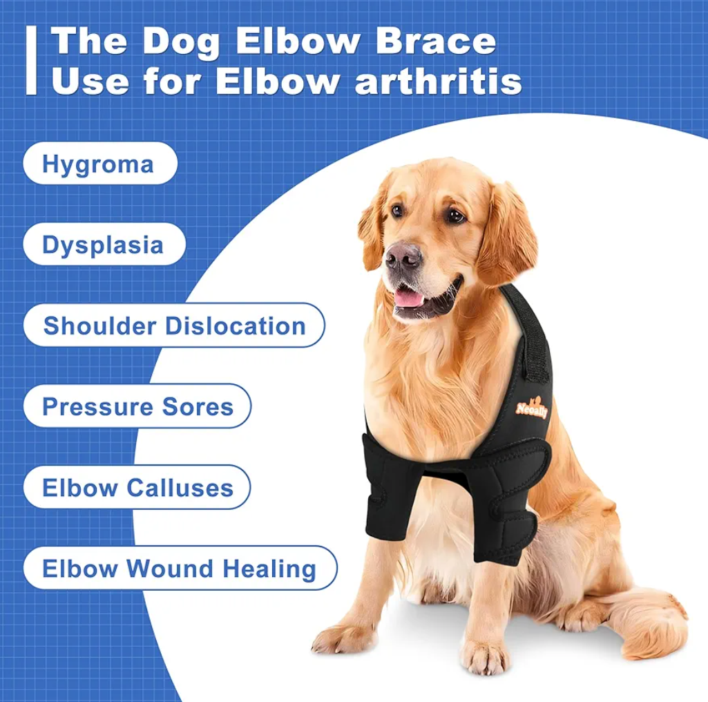 NeoAlly Dog Elbow Brace Protector Pads for Canine Elbow and Shoulder Support Elbow Hygroma, Dysplasia, Osteoarthritis, Elbow Calluses, Pressure Sores and Shoulder Dislocation - S Pair
