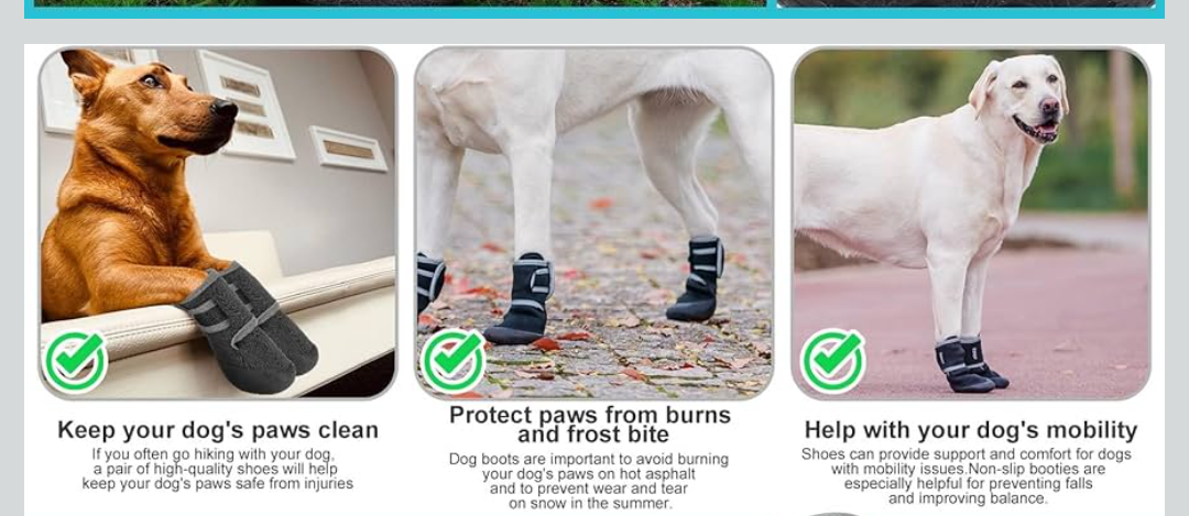 EXPAWLORER Waterproof Dog Shoes for Small Medium Large Dogs, Dog Shoes for Hot Pavement, Hiking Walking, Reflective Dog Booties for Outdoor Snow Rain Days, Anti-Slip Dog Boots & Paw Protectors