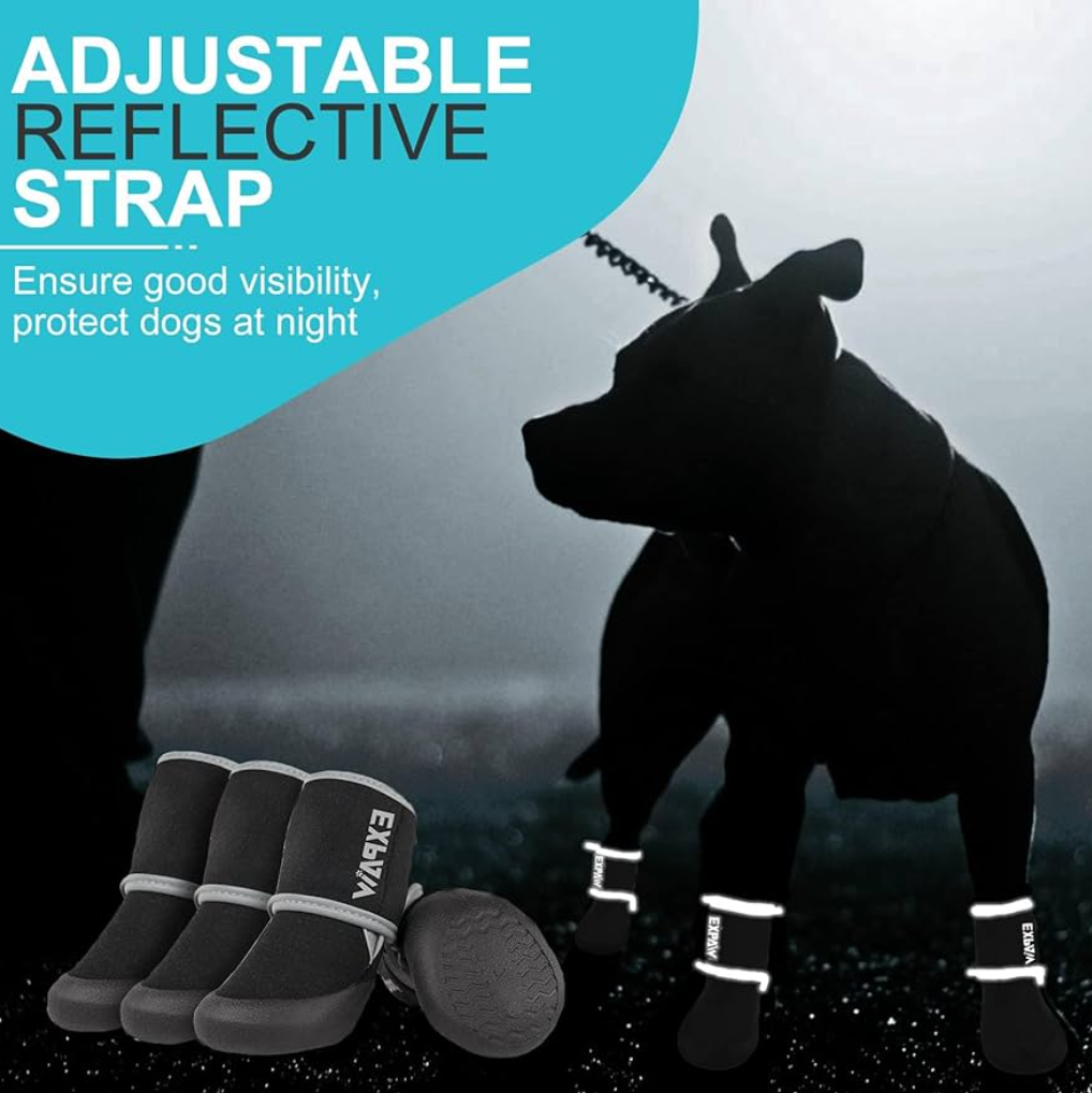 EXPAWLORER Waterproof Dog Shoes for Small Medium Large Dogs, Dog Shoes for Hot Pavement, Hiking Walking, Reflective Dog Booties for Outdoor Snow Rain Days, Anti-Slip Dog Boots & Paw Protectors