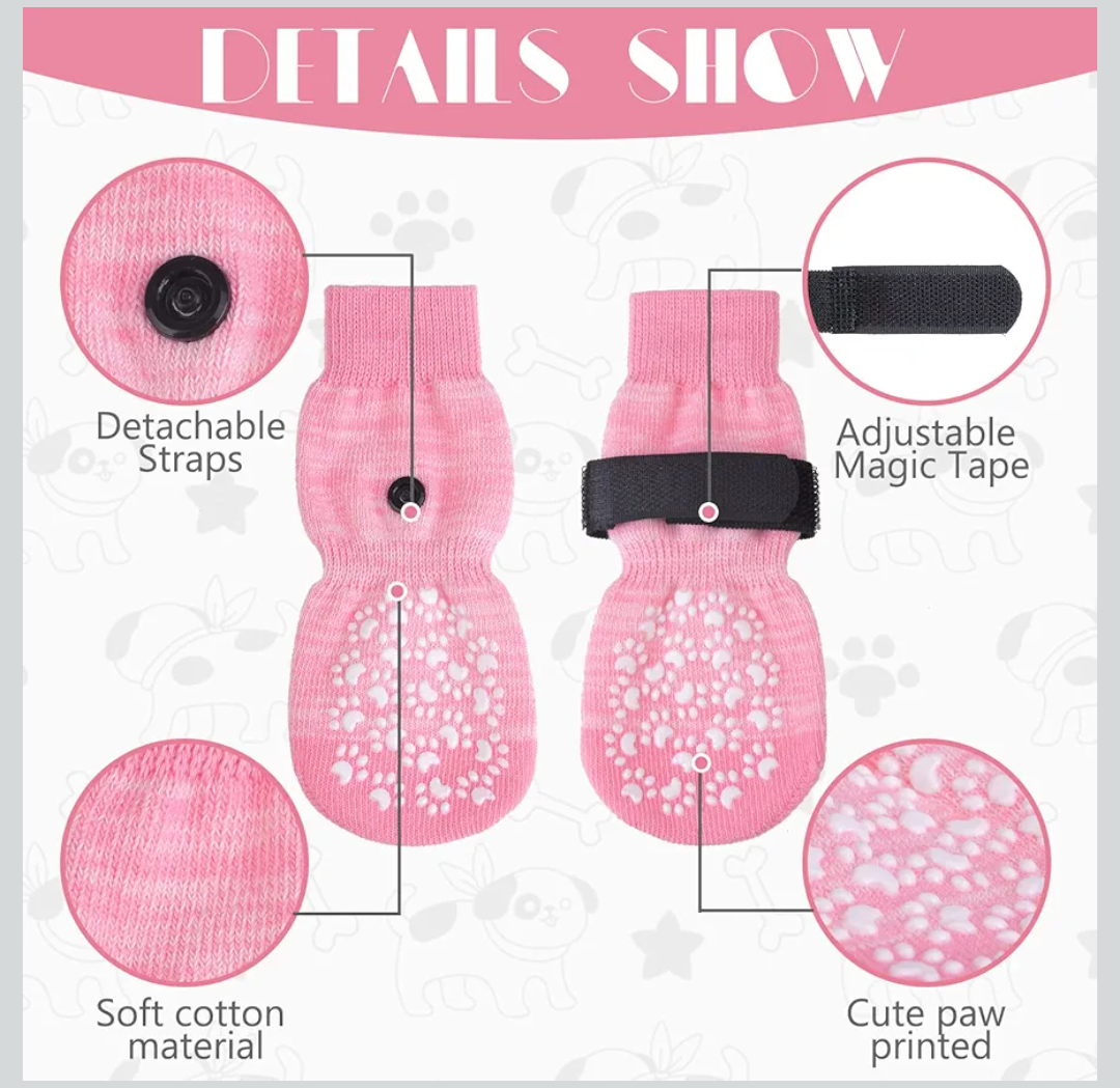 EXPAWLORER Anti Slip Dog Socks to Prevent Licking Paws, Dog Shoes for Hot Pavement, Dog Booties for Small Medium Large Senior Dogs, Traction Control Dog Boots & Paw Protectors for Hardwood Floors