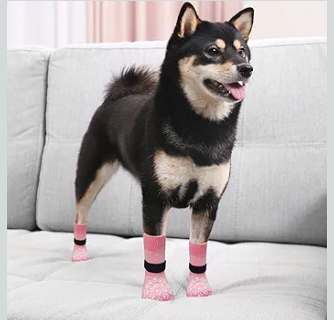 EXPAWLORER Anti Slip Dog Socks to Prevent Licking Paws, Dog Shoes for Hot Pavement, Dog Booties for Small Medium Large Senior Dogs, Traction Control Dog Boots & Paw Protectors for Hardwood Floors