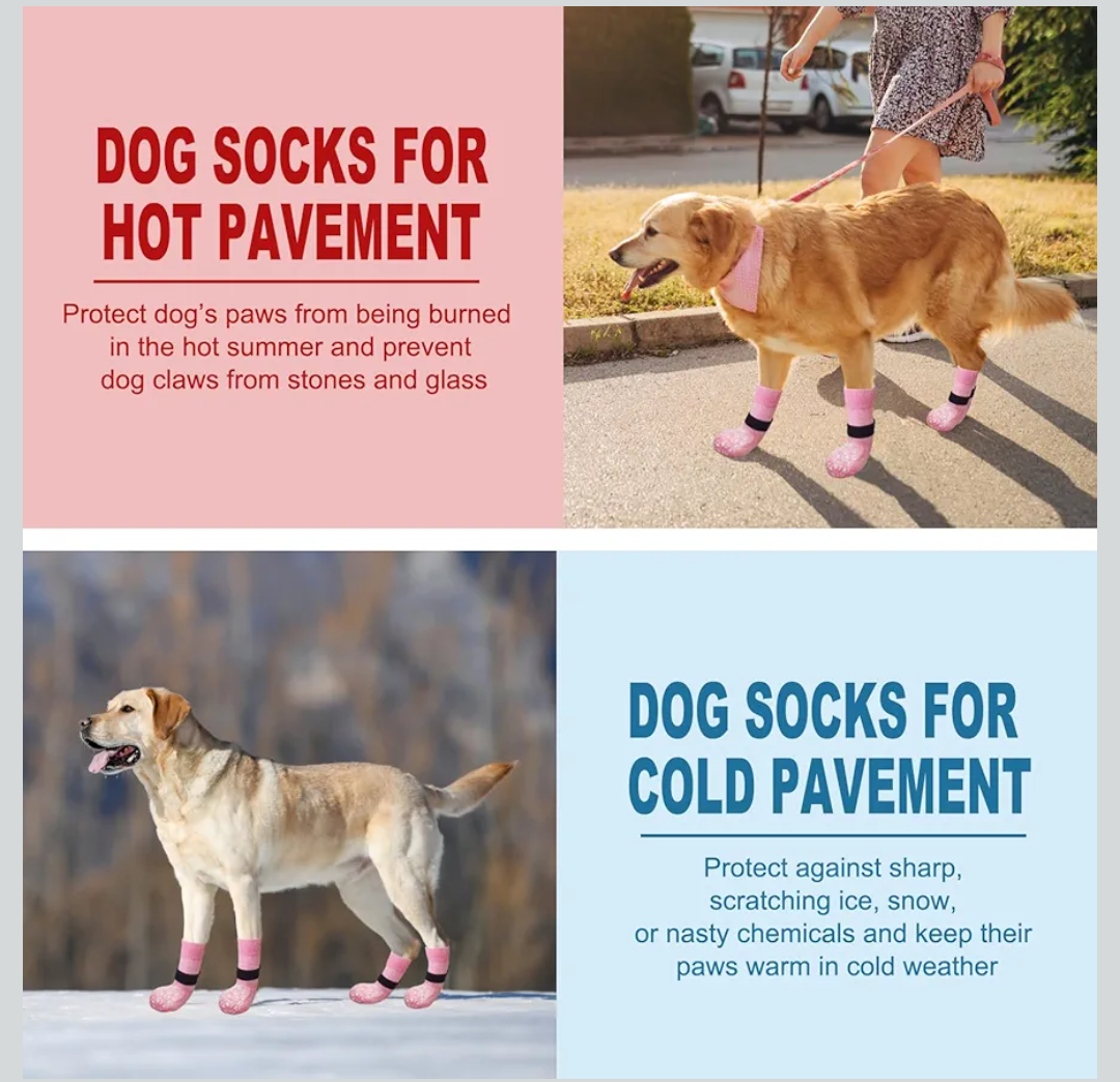 EXPAWLORER Anti Slip Dog Socks to Prevent Licking Paws, Dog Shoes for Hot Pavement, Dog Booties for Small Medium Large Senior Dogs, Traction Control Dog Boots & Paw Protectors for Hardwood Floors