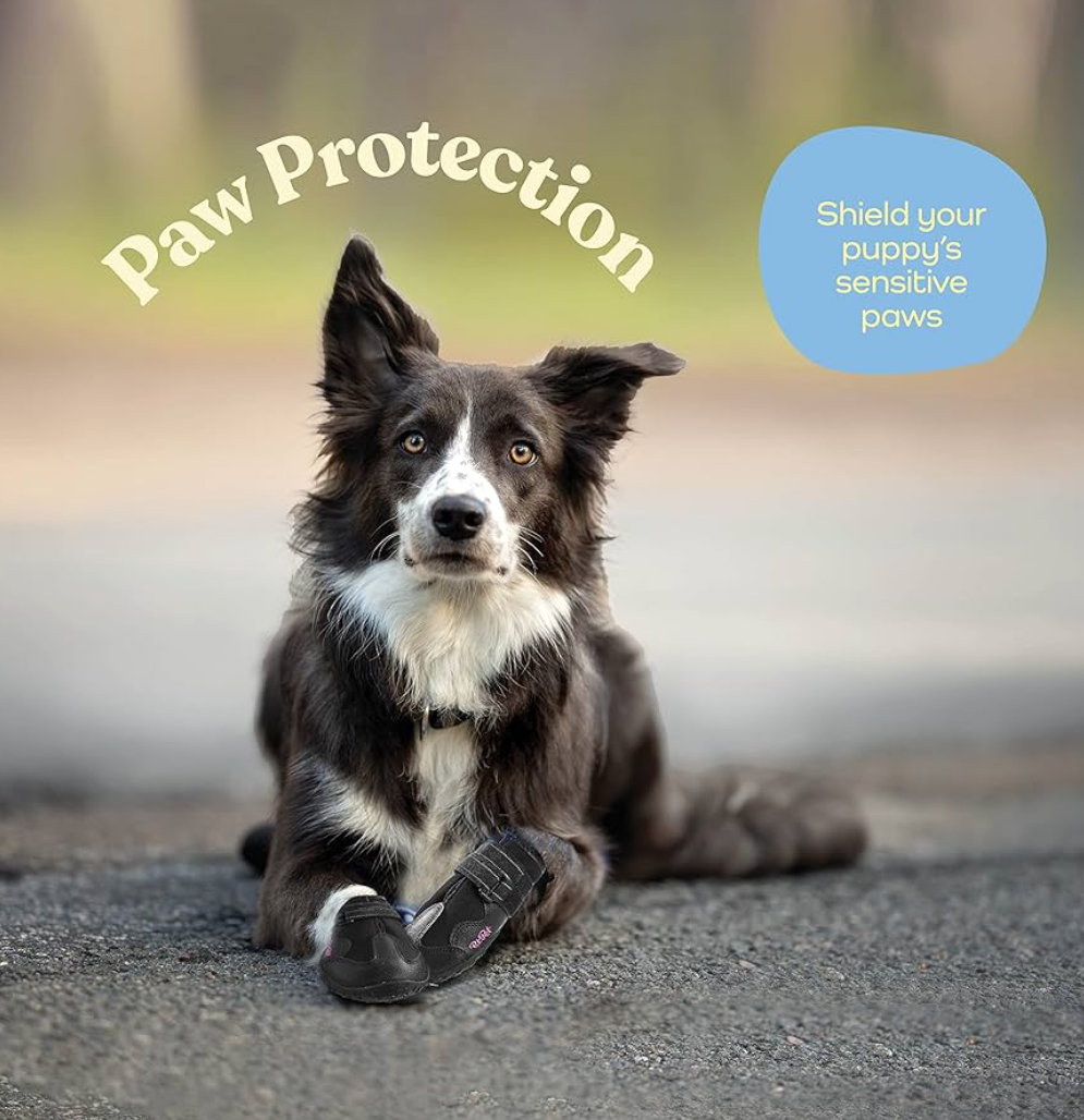 Waterproof Dog Shoes - Stylish Designed Shoes for Dogs - Dog Boots with Non-Slip Rubber Bottom Protects Paw from Hot or Cold Pavement, Dog Booties with Reflective Straps for Dogs Safety, Puppy Shoes.